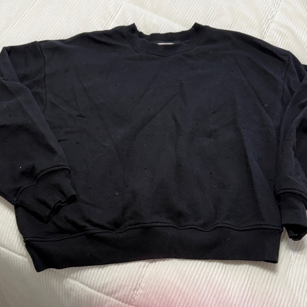 PINK Women’s Black Sweatshirt with black embellishments!